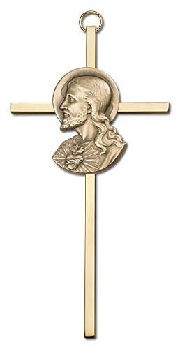 Sacred Heart of Jesus Wall Cross 6&quot; - Gold Tone