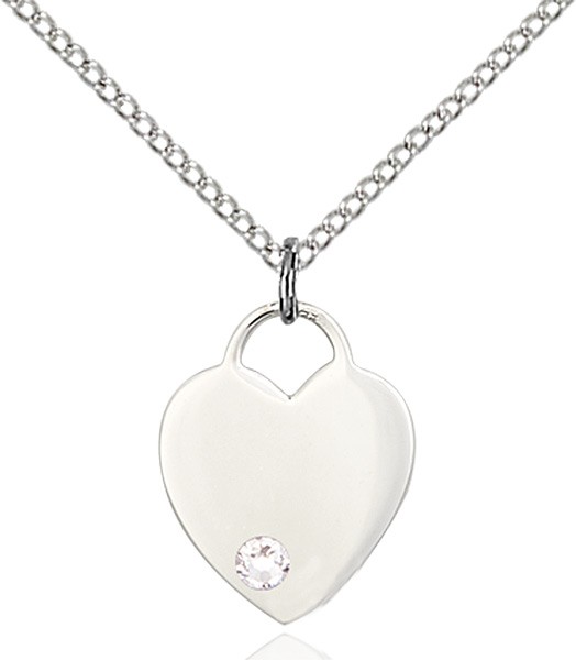 Small Heart Shaped Pendant with Birthstone Options - Crystal