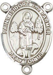 St. Isidore Rosary Centerpiece - Sterling Silver