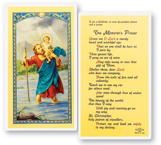 St. Christopher Motorist Laminated Prayer Card - 25 Cards Per Pack .80 per card
