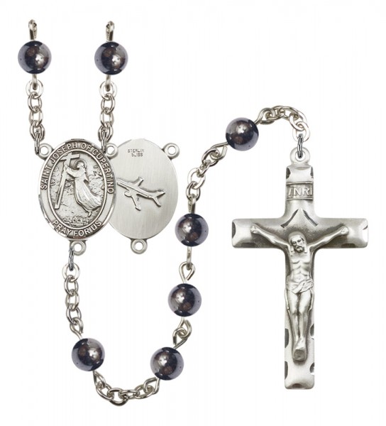 Men's St. Joseph of Cupertino Silver Plated Rosary - Gray