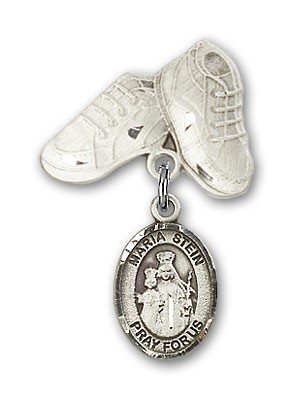 Baby Badge with Maria Stein Charm and Baby Boots Pin - Silver tone