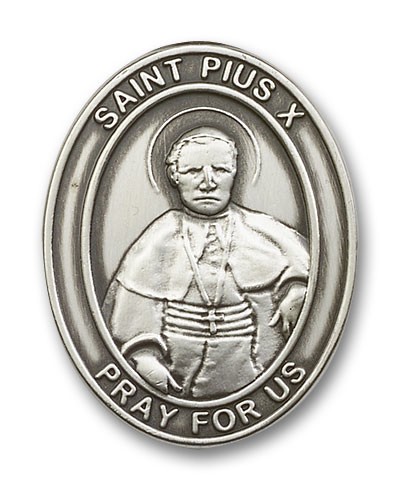 St. Pius X Visor Clip - Antique Silver