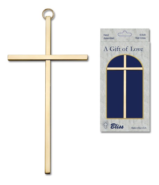 Plain Wall Cross 6&quot;, two color combinations - Gold Tone