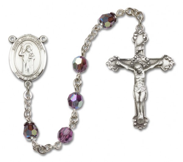 St. Columbkille Sterling Silver Heirloom Rosary Fancy Crucifix - Amethyst