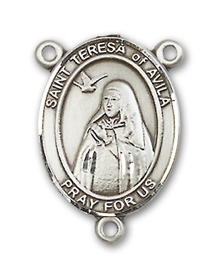 St. Teresa of Avila Rosary Centerpiece Sterling Silver or Pewter - Sterling Silver
