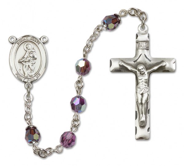 St. Jane Frances de Chantal Sterling Silver Sterling Silver Heirloom Rosary Squared Crucifix - Amethyst