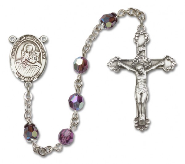 St. Lidwina of Schiedam Sterling Silver Heirloom Rosary Fancy Crucifix - Amethyst