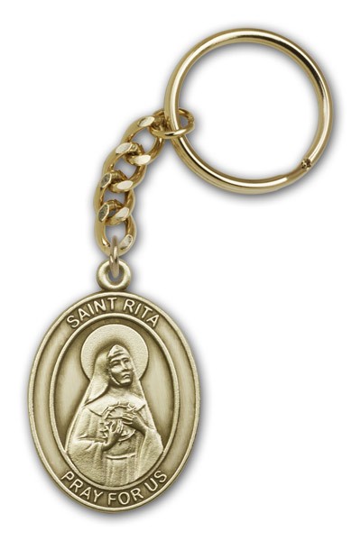St. Rita of Cascia Keychain - Antique Gold