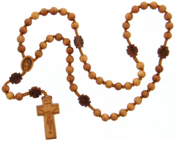 Jujube Wood 5 Decade Rosary - 8mm - Brown