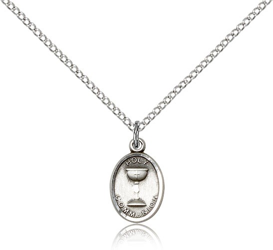 Oval Chalice First Communion Pendant - Sterling Silver
