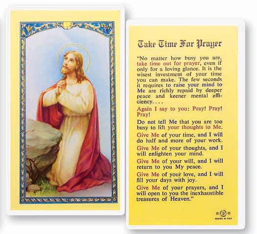 Take Time For Laminated Prayer Card - 25 Cards Per Pack .80 per card