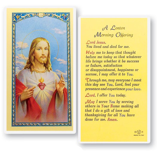 A Lenten Morning Offering Laminated Prayer Card - 25 Cards Per Pack .80 per card