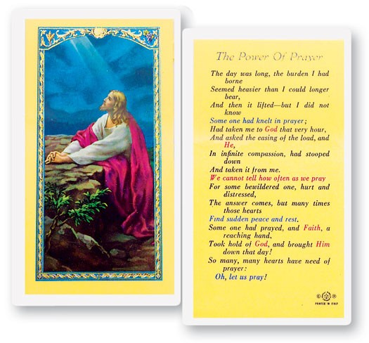 The Power of Prayer Jesus Laminated Prayer Card - 25 Cards Per Pack .80 per card