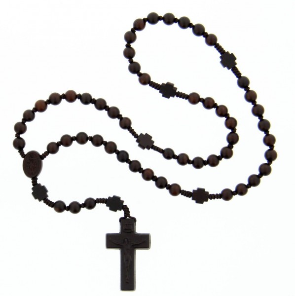 Jujube Wood 5 Decade Rosary - 8mm - Brown