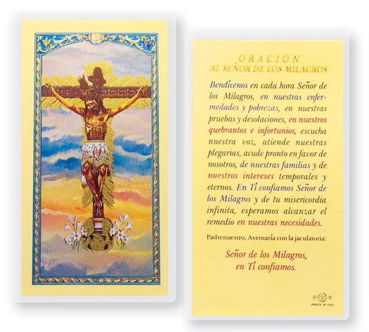 Oracion Al Senor De Los Milagros Laminated Spanish Prayer Card - 25 Cards Per Pack .80 per card