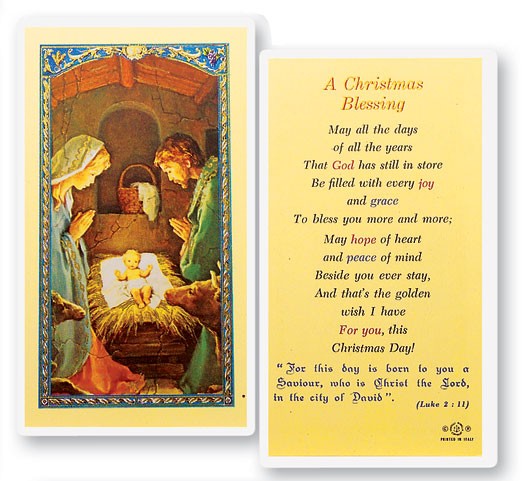 A Christmas Blessing Holy Card Laminated Prayer Card - 25 Cards Per Pack .80 per card