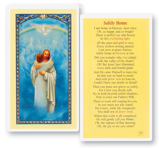 Safely Home Laminated Prayer Card - 25 Cards Per Pack .80 per card