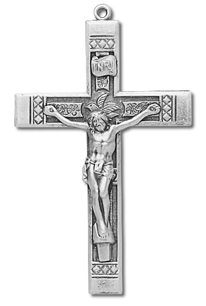 Diamond Accent Tip Sterling Silver Rosary Crucifix - Sterling Silver