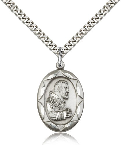 St. Padre Pio of Pietrelcina Medal - Sterling Silver