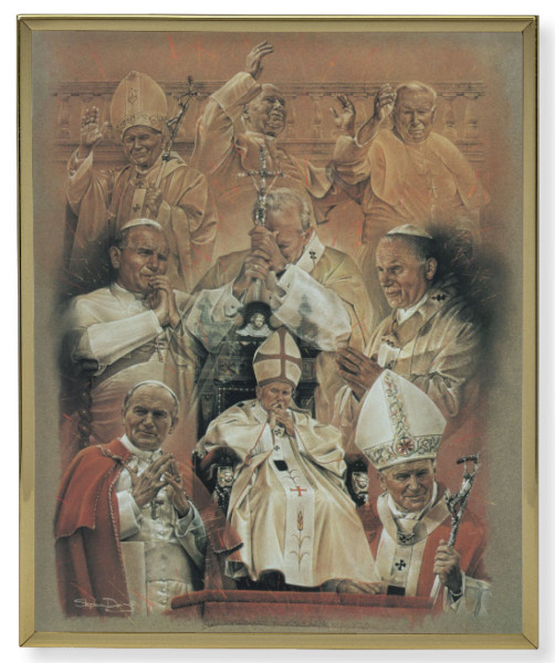 Pope John Paul II Collage Gold Frame 11x14 Plaque - Full Color