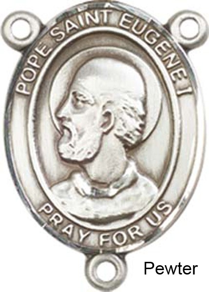 Pope Saint Eugene I Rosary Centerpiece Sterling Silver or Pewter - Pewter