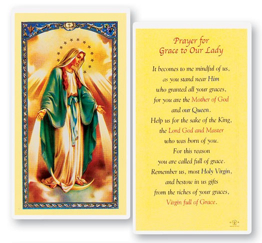 Prayer For Grace Laminated Prayer Card - 1 Prayer Card .99 each