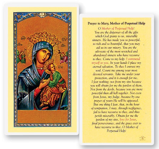 Prayer To Mother of Perpetual Help Laminated Prayer Card - 1 Prayer Card .99 each