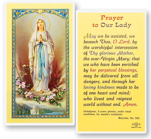 Prayer To Our Lady of Lourdes Laminated Prayer Card - 1 Prayer Card .99 each