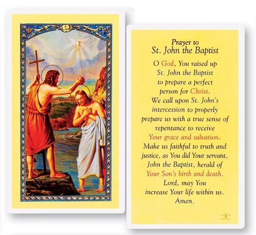 Prayer To St. John The Baptist Laminated Prayer Card - 1 Prayer Card .99 each