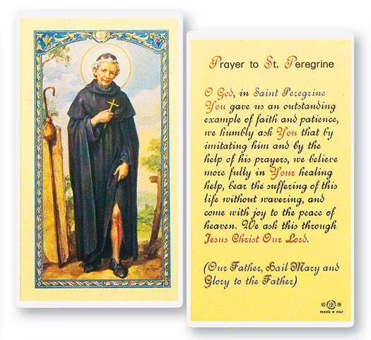 Prayer To St. Peregrine Laminated Prayer Card - 1 Prayer Card .99 each