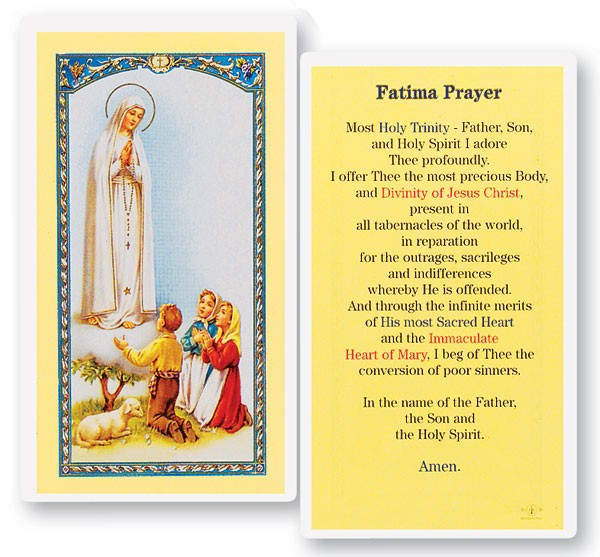 Prayer To The Our Lady of Fatima Laminated Prayer Card - 1 Prayer Card .99 each