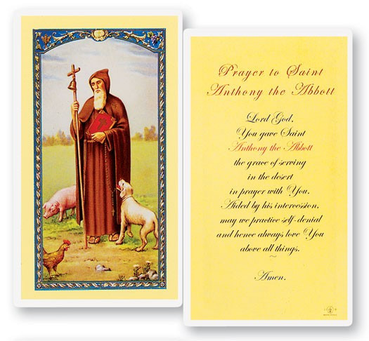 Prayer To The St. Anthony Abbott Laminated Prayer Card - 1 Prayer Card .99 each