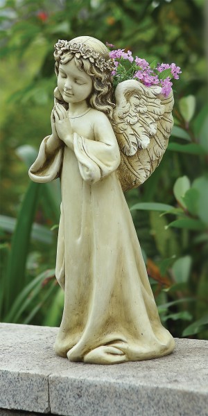 Praying Angel Planter Garden Statue - 16&quot;H - Multi-Color