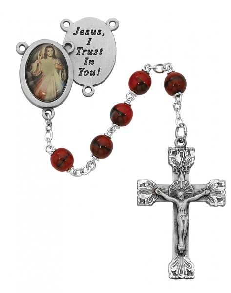 Red and Black Divine Mercy Rosary - Red