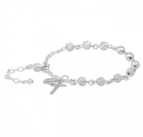 Rosary Bracelet - Sterling Silver with 6mm Sterling Beads - Sterling Silver