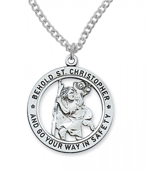 Round Cut-Out St. Christopher Medal - Silver
