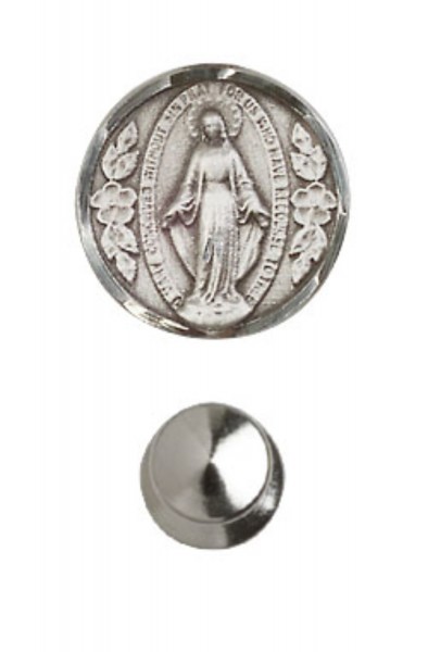Round Miraculous Medal Lapel Pin - Sterling Silver