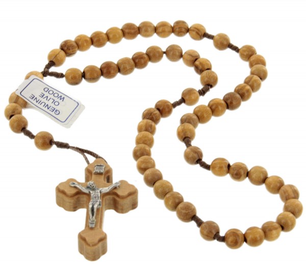 Rustic Olive Wood Rosary - Brown