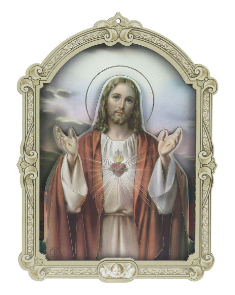 Sacred Heart of Jesus 6.5x9 Dimensional Wood Plaque - Full Color