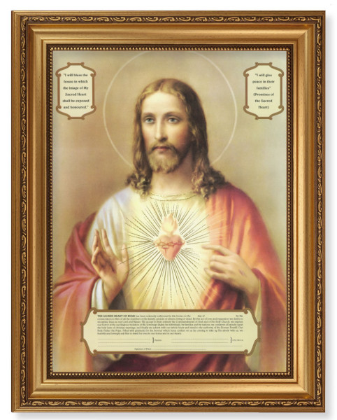 Sacred Heart of Jesus Enthronement Certificate Plaque 12x16 Framed Print Artboard - #131 Frame