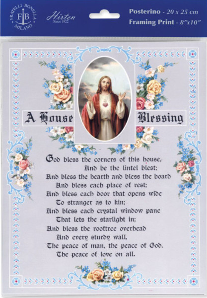 Sacred Heart of Jesus House Blessing Print - Sold in 3 per pack - Multi-Color