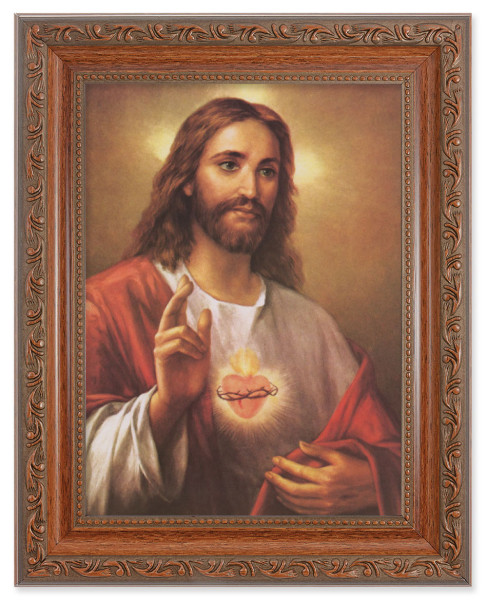 Sacred Heart of Jesus by La Fuente 6x8 Print Under Glass - #161 Frame