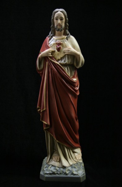 Sacred Heart Statue Hand Painted - 25 inch - Full Color