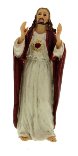 Sacred Heart of Jesus Statue 3.5&quot; - Red