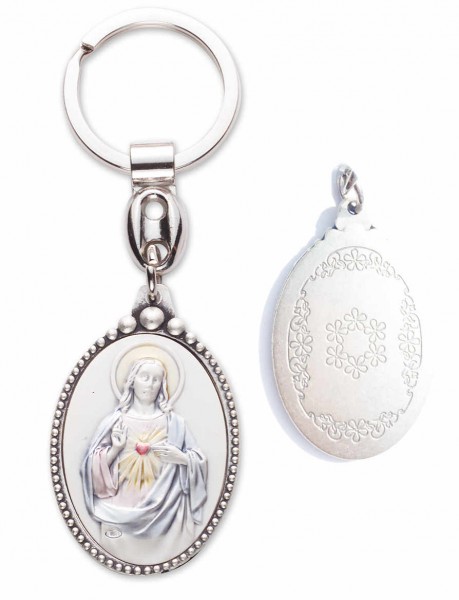 Sacred Heart of Jesus Sterling Silver Keychain - Sterling Silver