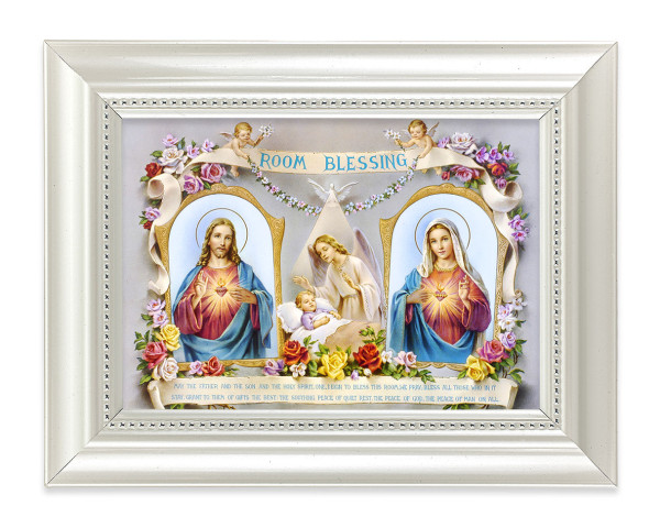 Sacred Hearts Baby Room Blessing 4x6 Print Pearlized Frame - #118 Frame