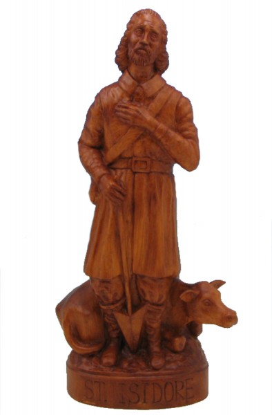 Saint Isidore the Farmer Statue - 24 inch - Woodstain