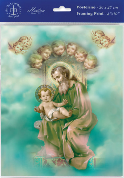Saint Joseph and Child Enthroned Print - Sold in 3 Per Pack - Multi-Color