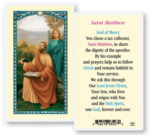 Saint Matthew Laminated Prayer Card - 1 Prayer Card .99 each